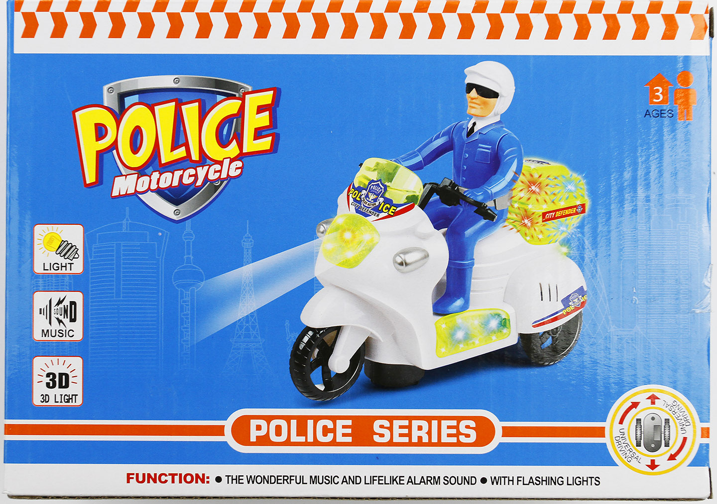Мотоцикл на бат Полиция (свет,звук) в/к 1212 23*11*16