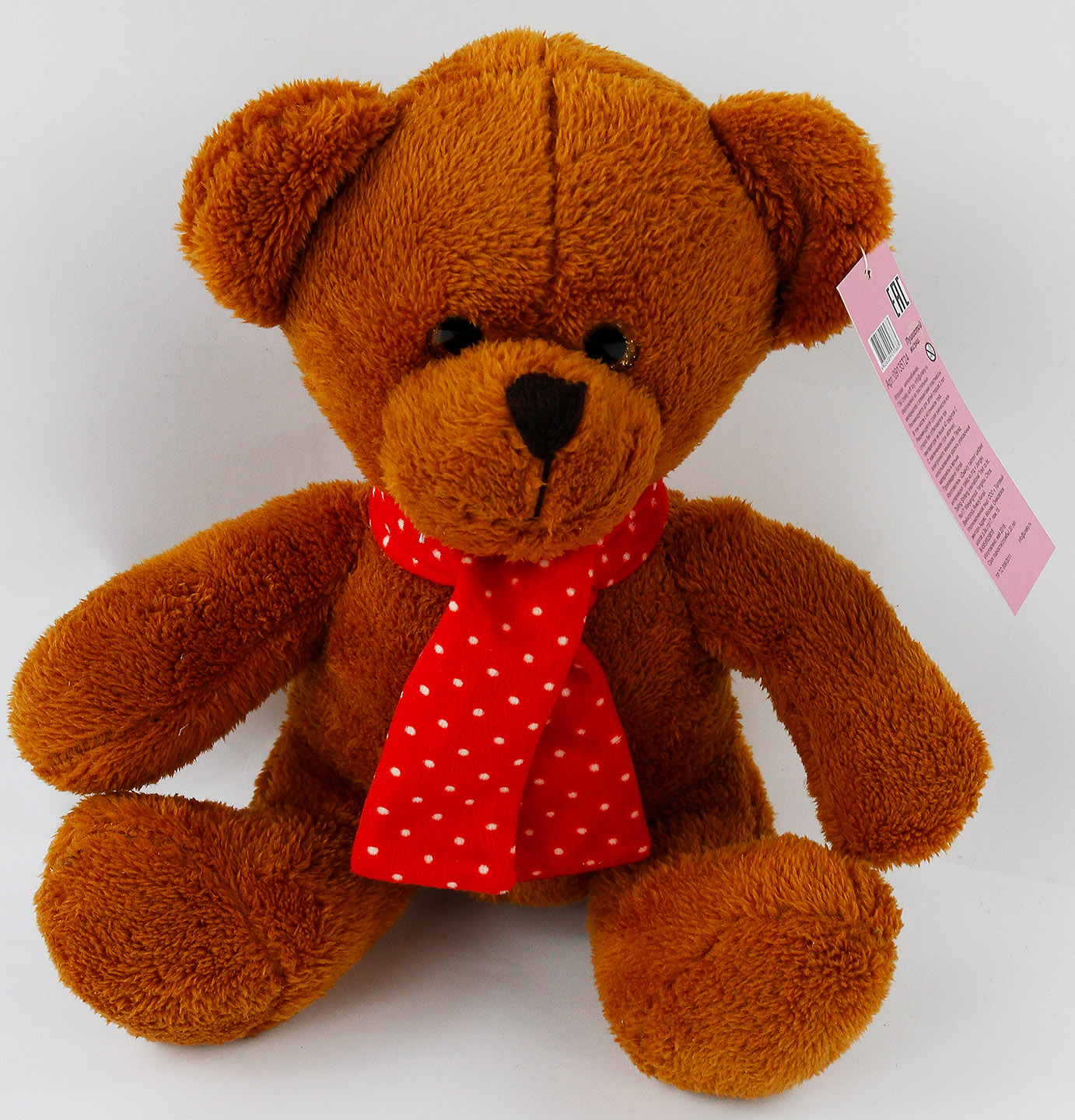 Мягкая игрушка Медвежонок Браун гороховый шарф, 24 см, 60 шт., 09135T24   22*20*26
