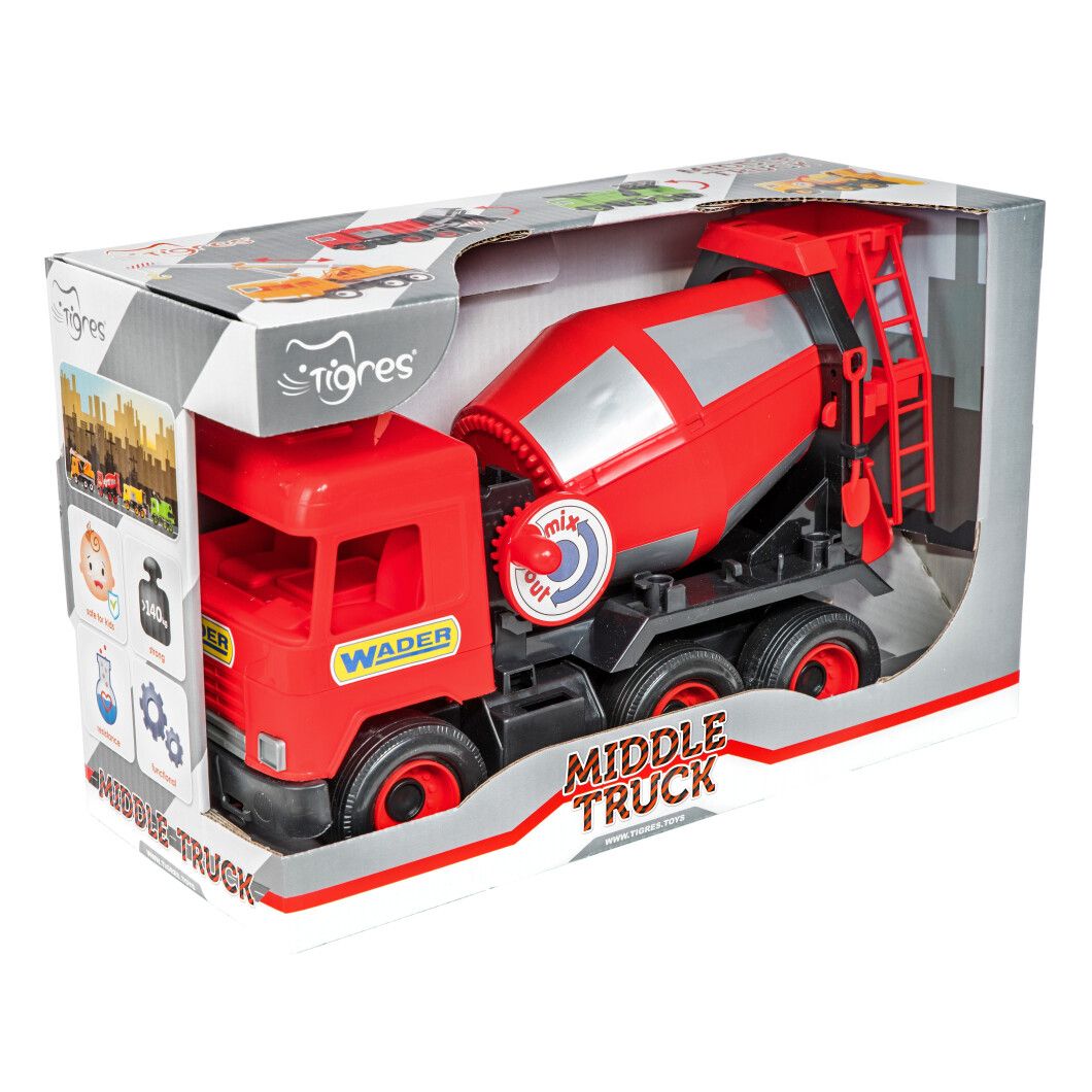 Авто Middle Truck бетоносмеситель  (красный ) в коробке 39489