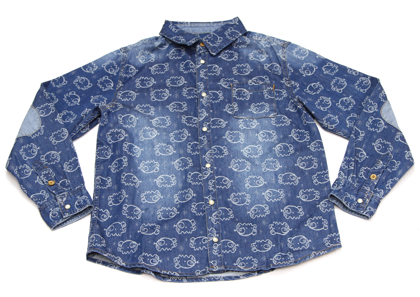 A2T61006 Рубашка джинсовая с длинным рукавом (Р-р: 2; Цв.: Синий)