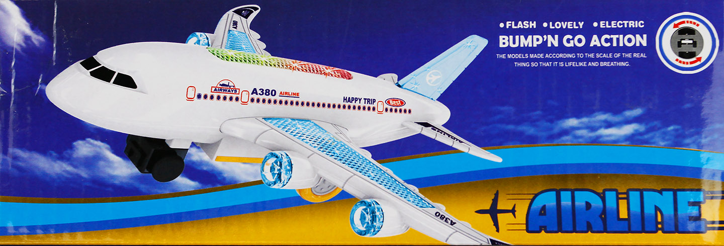 Самолет A380-800 на бат в коробке 23*6,5*8 /144шт//бл.72/ OBL752557