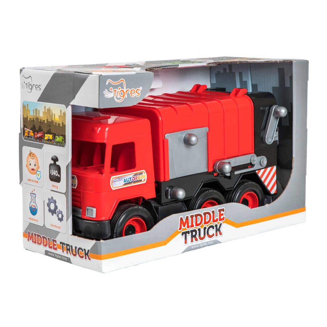 Авто Middle Truck - мусоровоз (красный ) в коробке 