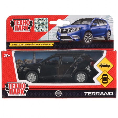 Машина металл Nissan Terrano черный 12 см, откр.дв., багаж., инерц. Технопарк в кор.2*24шт SB-17-47-