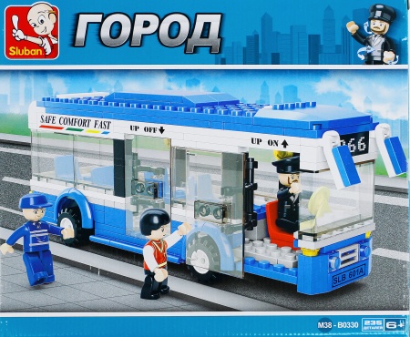 Конструктор "Автобус", "Городская серия", 235 дет., в/к 19х14х4,5 см JB900127